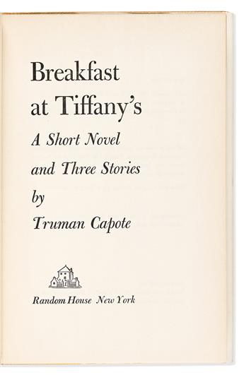 Capote, Truman (1924-1984) Breakfast at Tiffany's, Signed First Edition.